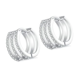 Potrójne koła kryształkami zatrzaski eleganckie kolczyki srebro 925