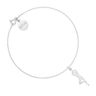 Srebrna bransoletka z joginką w pozycji drzewa