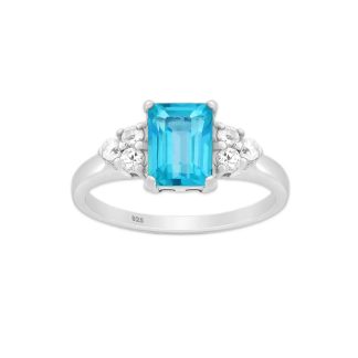 Srebrny pierścionek z topazami - Europa 19, US 9