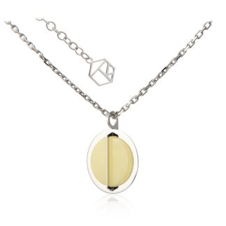 Naszyjnik srebrny rondo z żółtym bursztynem