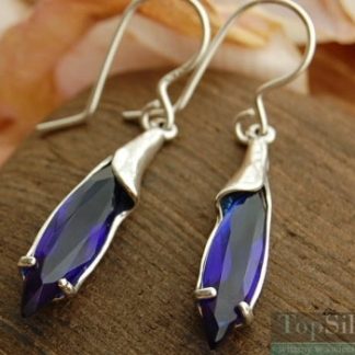 LORETTA - srebrne kolczyki z szafirem