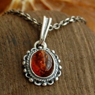 COGNAC - srebrny wisiorek z bursztynem