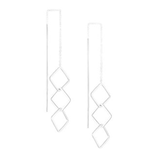 Srebrne kolczyki z rombami geometryczna biżuteria