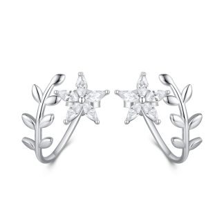 K242 Kwiat kwiatek kryształ kolczyki sztyft srebro 925