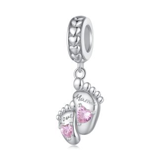 Stópki dla mamy srebrny charms zawieszka beads