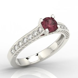 Pierścionek z białego złota z rubinem i brylantami 0,42 ct wzór LP-50B