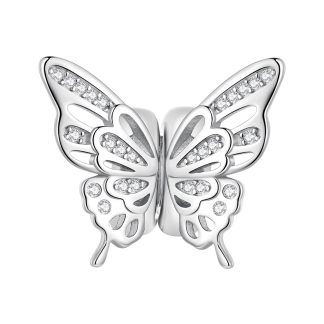 Podwójny stoper motylek srebrny charms do bransoletki