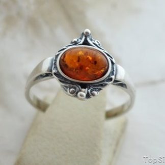 BEJA - srebrny pierścionek z bursztynem