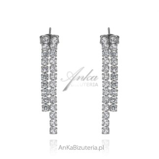 Kolczyki srebrne z białymi cyrkoniami ślubna biżuteria