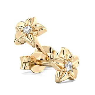 Kolczyki w formie kwiatu z żółtego złota i z diamentami BPK-15Z