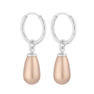 Srebrne kolczyki koła z pudrowymi perłami SWAROVSKI® CRYSTAL