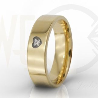 Obrączki ślubne z Waszymi odręcznymi podpisami, w damskiej cyrkonia Swarovski oprawiona w serce OB-03Z-R-C