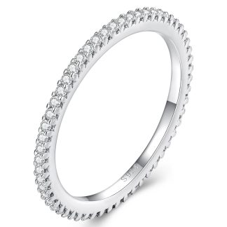 Pierścionek ze srebra z wieloma Moissanitami 0,005 ct srebro 925 rozmiar R16