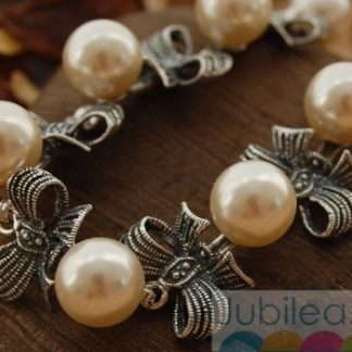 KOKARDA - srebrna bransoleta z perłami