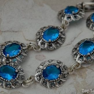 ALIS - srebrna bransoletka z akwamarynem