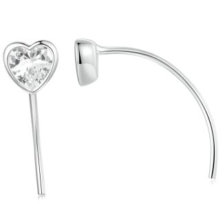 Kryształowe serca kolczyki srebro 925 bigiel otwarty