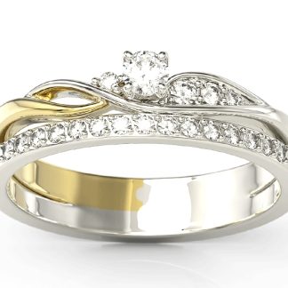 Pierścionek z białego i żółtego złota z cyrkoniami Swarovski BP-77BZ-C