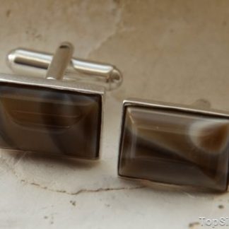 SPINKI Z KRZEMIENIEM - srebrne spinki do koszuli