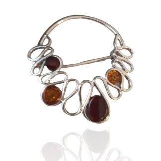 Broszka srebrna z bursztynem essa