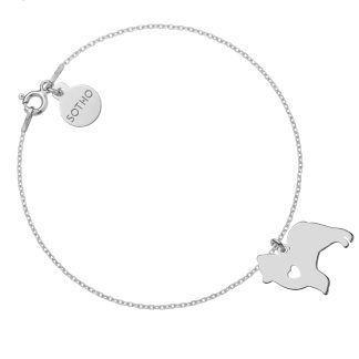 Srebrna bransoletka z psem rasy pomeranian