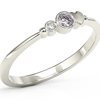 Pierścionek z białego złota z cyrkoniami lavendową i białą Swarovski BP-6809B-C