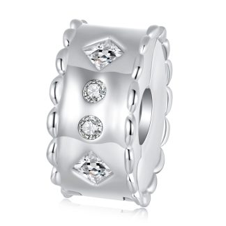 Spinka w kryształy stoper srebrny charms beads srebro 925