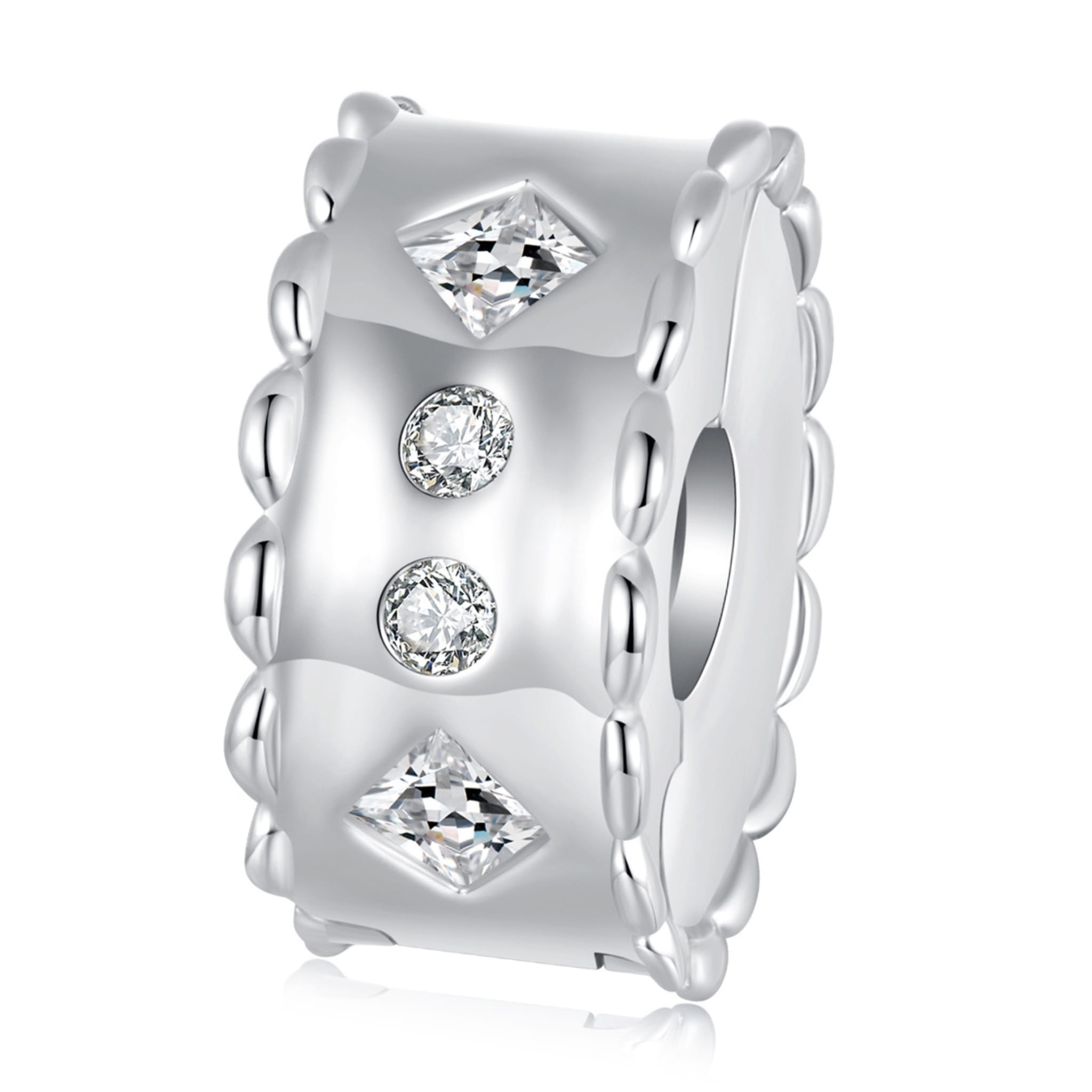Spinka w kryształy stoper srebrny charms beads srebro 925