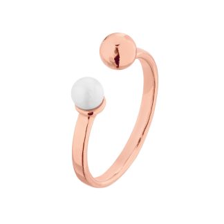 Pierścionek z różowego złota z kuleczką i perłą Pastel Grey SWAROVSKI® CRYSTAL