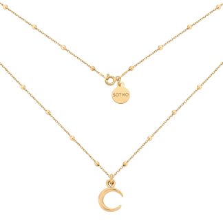 Złoty kuleczkowy naszyjnik z księżycem : Długość - 40cm