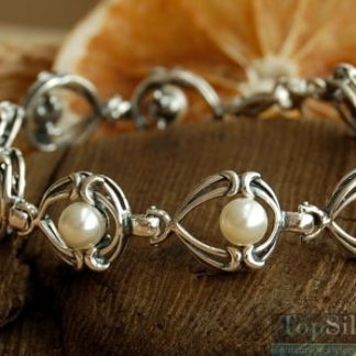 SAGRES - srebrna bransoletka z perłą