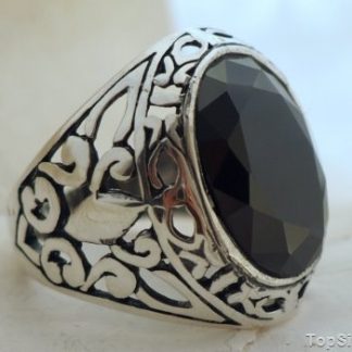 LEON - srebrny pierscień, sygnet z onyksem