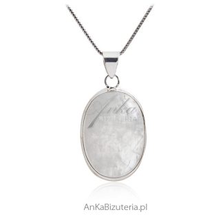 Duży wisior srebrny z kamieniem szczęścia - kamieniem księżycowym l