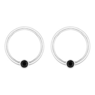 Srebrne kolczyki z czarnym kryształem Preciosa