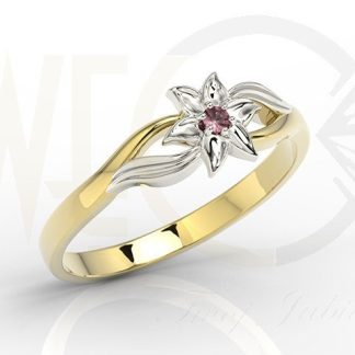 komplet - Pierścionek, kolczyki i wisiorek z żółtego i białego złota z rubinem BP-14ZB/BP-15ZB ZESTAW