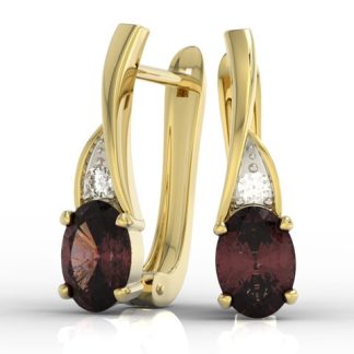 Kolczyki z żółtego złota z granatami i diamentami APK-60Z-R