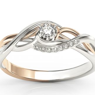 Pierścionek z białego i różowego złota z brylantami BP-71BP