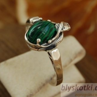 LAGO - srebrny pierścionek z malachitem