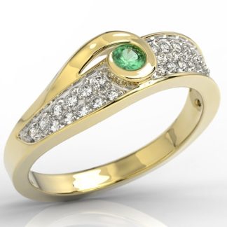 Pierścionek z brylantami i szmaragdem JP-53Z-R