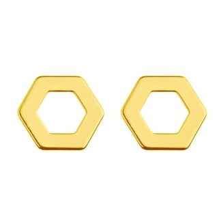 Złote kolczyki sześciokąty