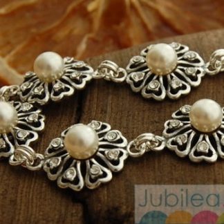 EMPIRE - srebrna bransoletka z perłą i kryształkami Svarovskiego