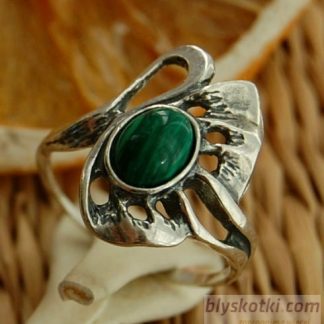 GRONIA - srebrny pierścionek z malachitem