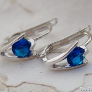 OSLO – srebrne kolczyki szafir zapięcie angielskie
