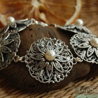 CALLA - srebrna bransoletka z perłami