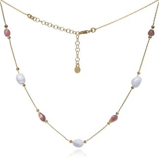 Naszyjnik srebrny pozłacany z kamieniami naturalnymi  blue lace i turmalinem