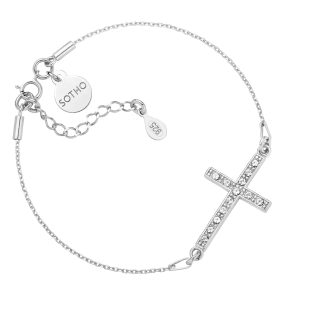 Srebrna bransoletka z krzyżem wysadzanym SWAROVSKI® CRYSTAL