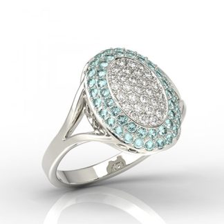 Pierścionek z białego złota z topazami i brylantami AP-91B