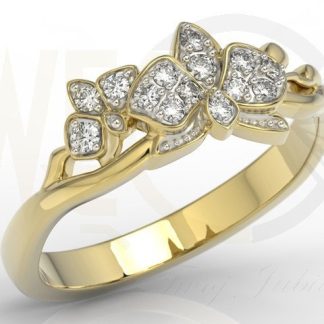 Zestaw - Pierścionek, kolczyki i wisiorek z żółtego złota z brylantami BP-45Z-R-ZES