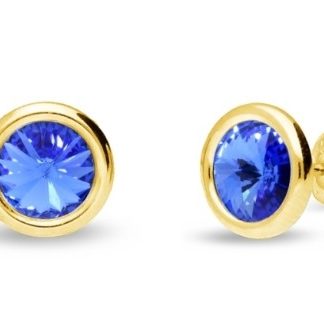 Kolczyki srebrne pozłacane cristals w kolorze sapphire tiny bonbon