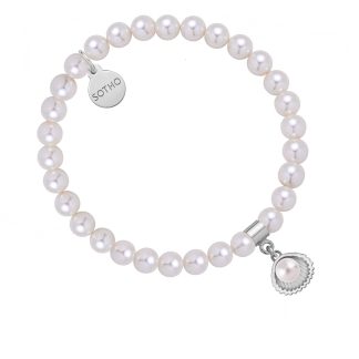 Bransoletka z pereł SWAROVSKI® CRYSTAL w kolorze White ze srebrną muszelką