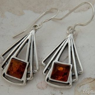 GINA - srebrne kolczyki z bursztynem